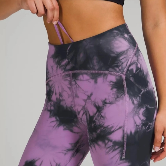 Lululemon Power Thru High Rise Crop 23" Legging Tie Dye Athleisure Athletic NWT - Picture 4 of 14